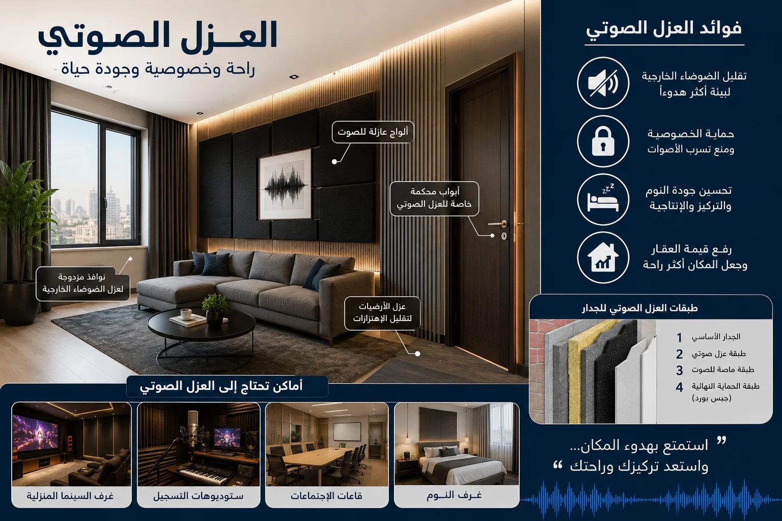 العزل الصوتي للمنازل والمكاتب: كيف تصنع مساحة هادئة في عالم يزداد ضجيجًا؟ - حلول برو