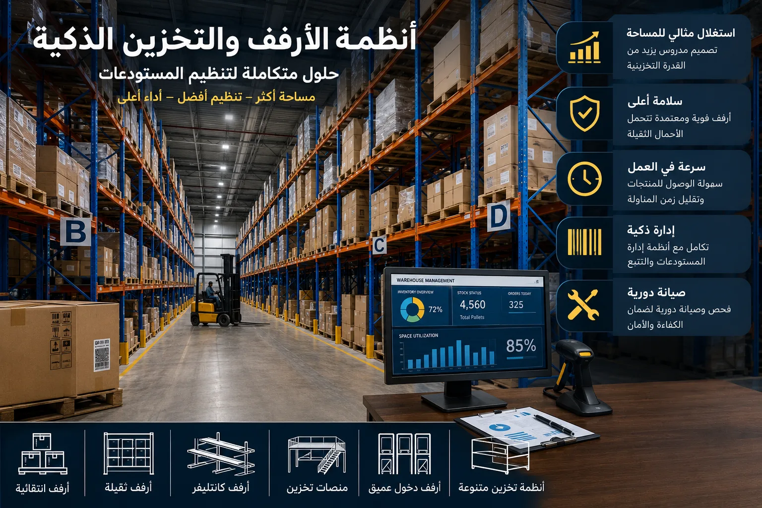 أنظمة الأرفف والتخزين الذكية: كيف تزيد سعة المستودع وتحسن كفاءة العمل دون الحاجة إلى التوسع؟ - مقالات حلول برو